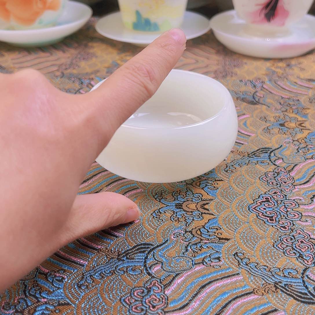 瓷片会****3高端皙白玉瓷普洱主人杯