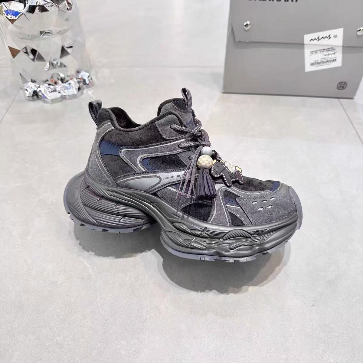 蜜兔冬季加绒保暖厚底老爹鞋