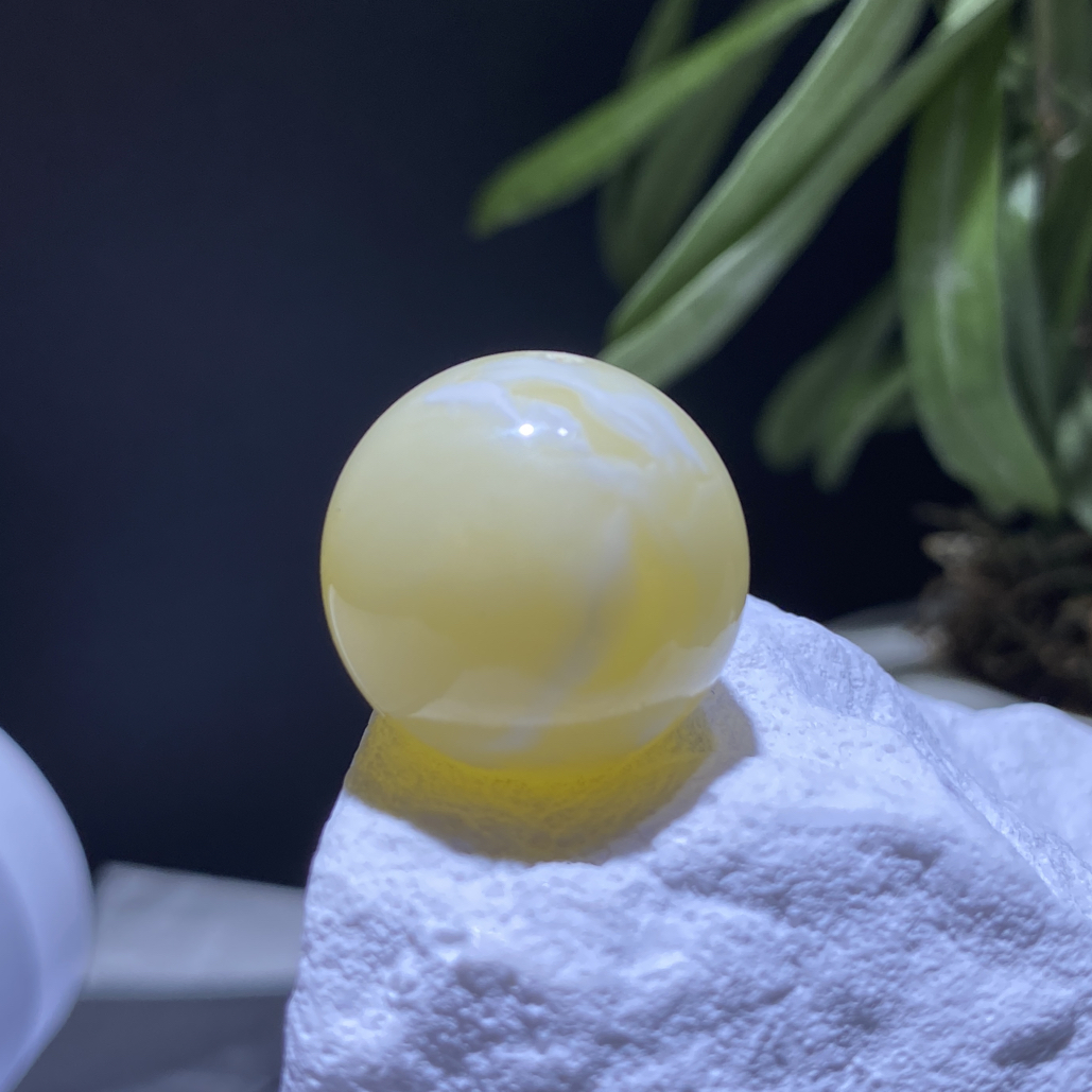 17.4mm  天然原矿蜜蜡白花蜡圆珠