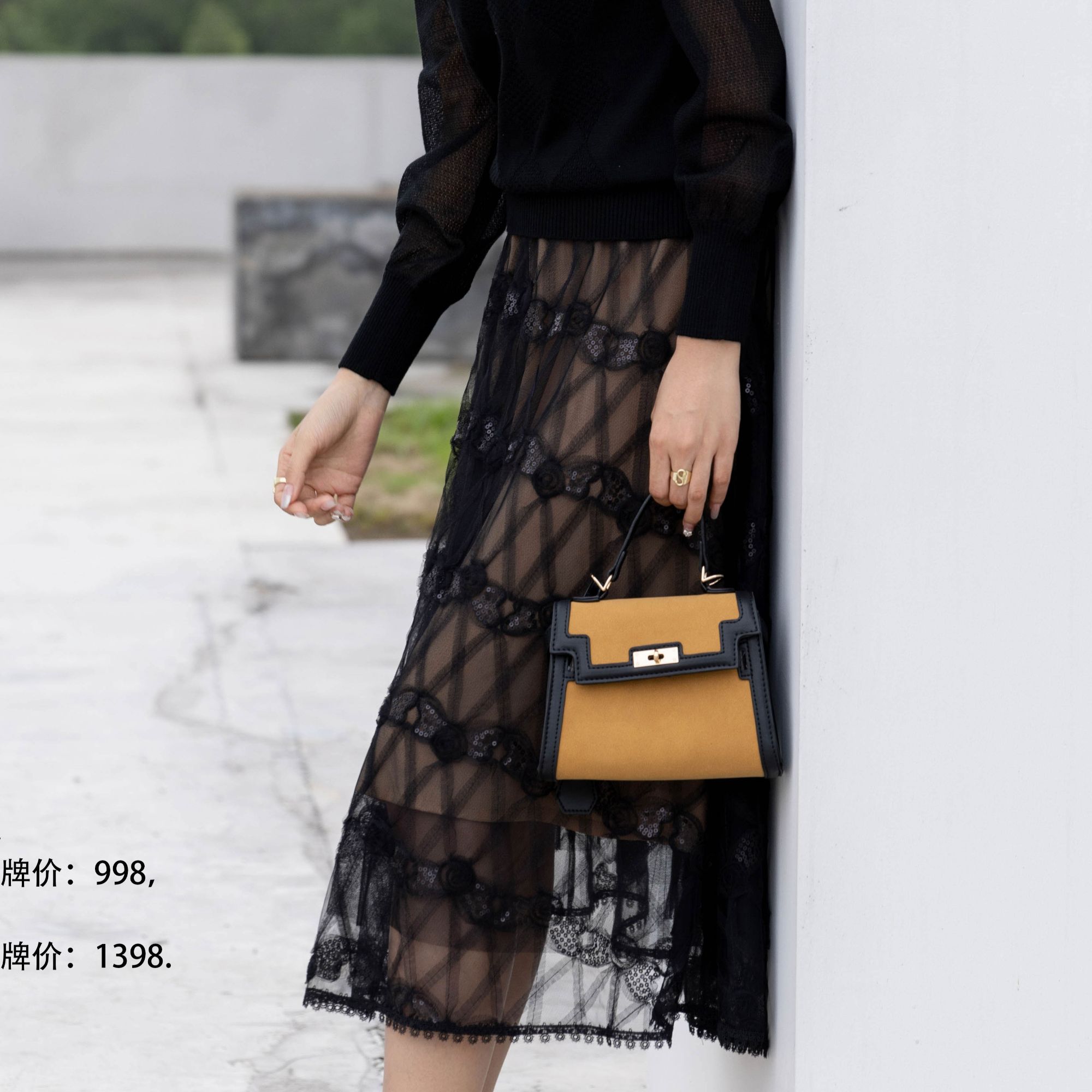 【半身裙】D9529B时尚显瘦半身裙网纱蕾丝刺绣