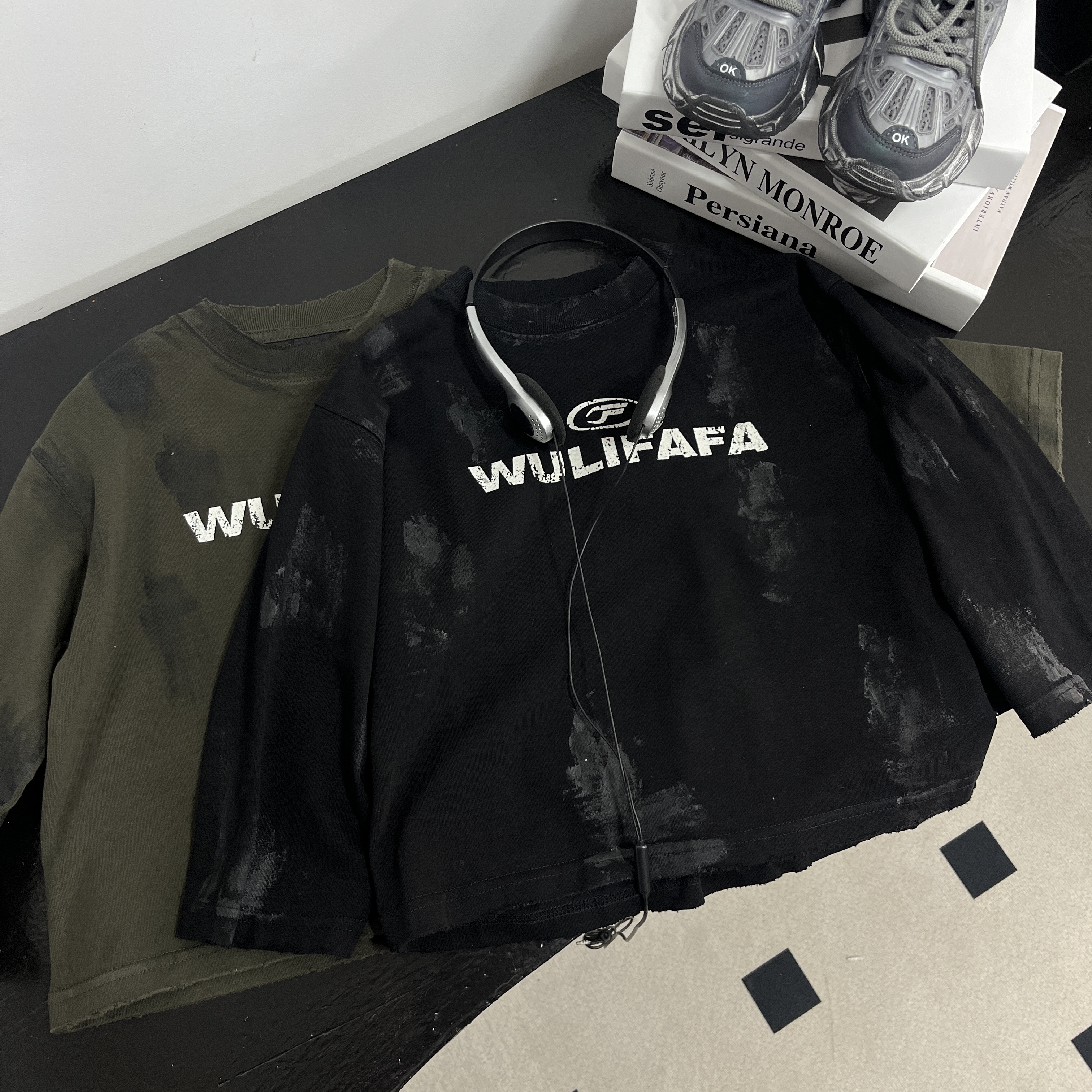 146   新款男童春季复古破洞扎染卫衣