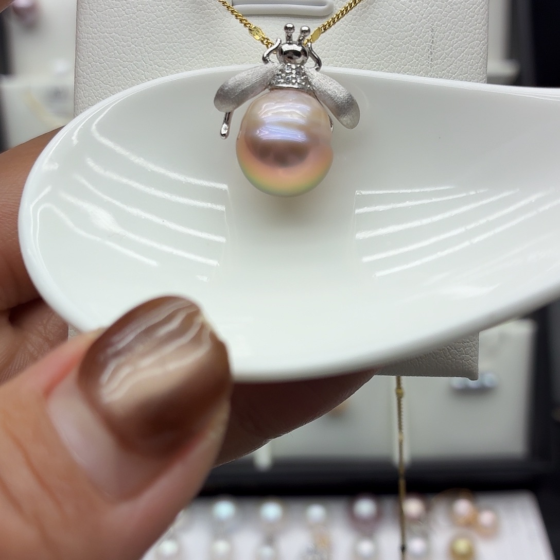 银珍珠吊坠小蜜蜂设计款