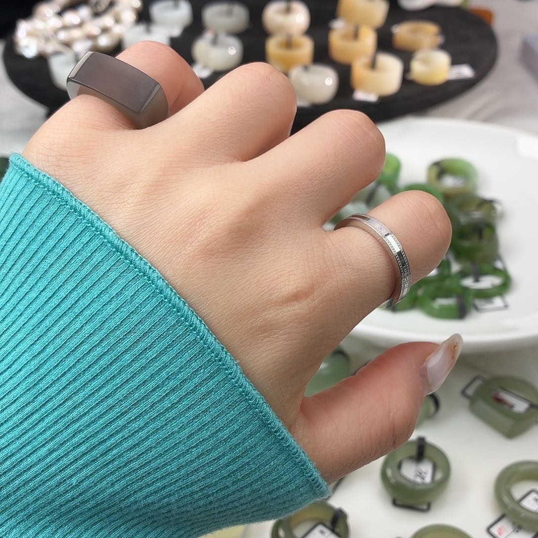 和田玉（糖玉）未镶嵌戒指S27烟紫马鞍16.3