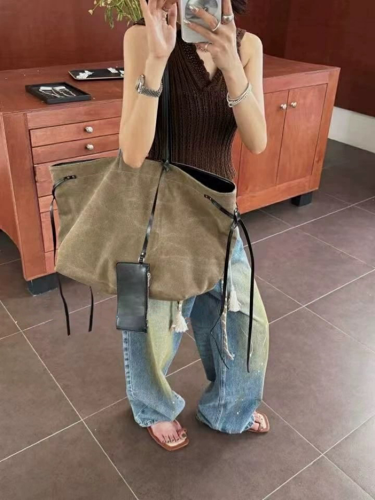 【Sun·studio】极简大容量托特包/小众复古帆布包/单肩手提百搭