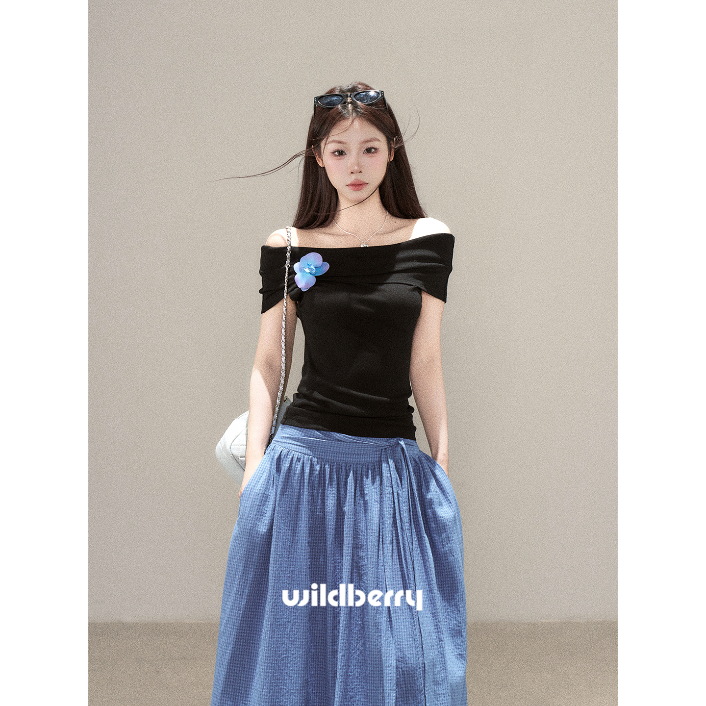 小野莓【黑松露】4月2日新品斜肩上衣百搭修身显瘦T恤女BT912596