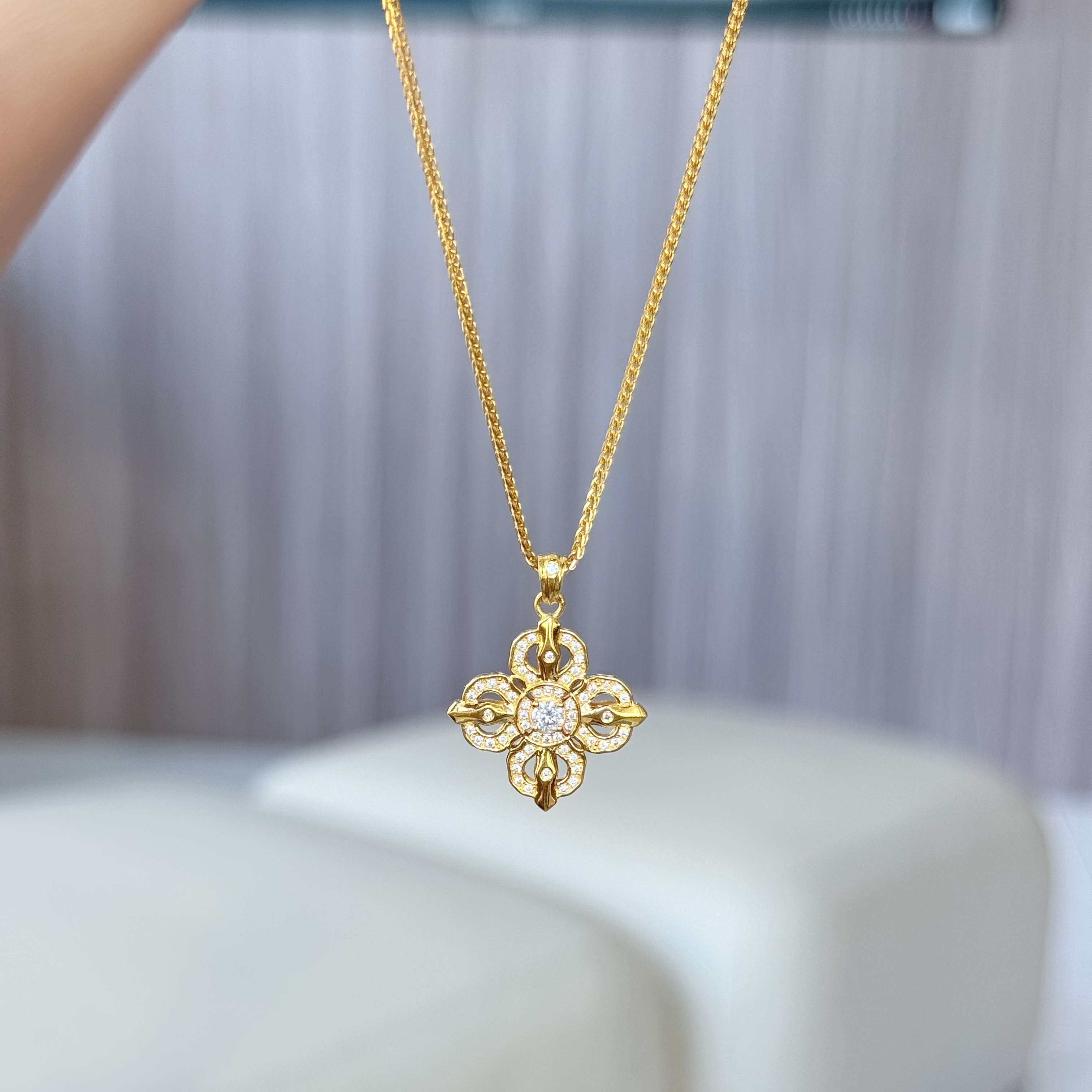 PT950【PT满钻十字杵套链】铂金950套链（附加360）