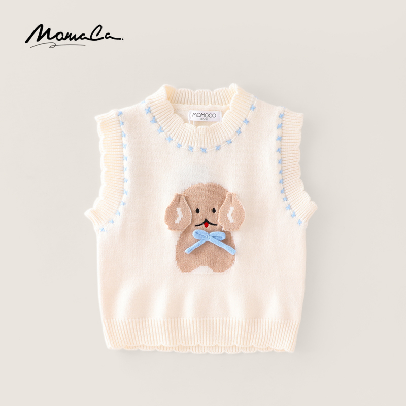 MOMOCO春秋季欧若风女童甜美小兔子无袖马甲77580110001