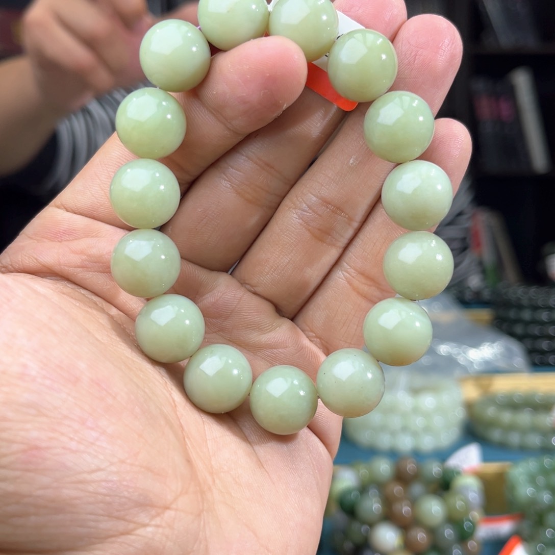 和田玉手串未镶嵌纯天然和田玉新疆若羌黄口料卡14