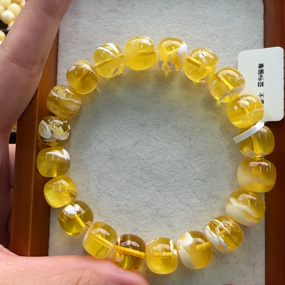 崖***海琥珀未镶嵌手链蜜蜡手串