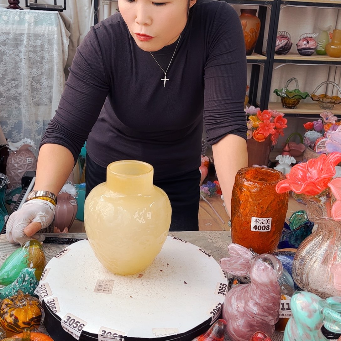 奶油瓶 家悦琉璃工艺品不完美