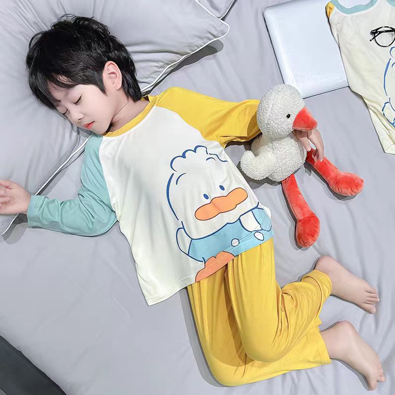 夏季男女童莫代尔家居服套装卡通贴身舒适空调服睡衣套装夏日穿搭商品图