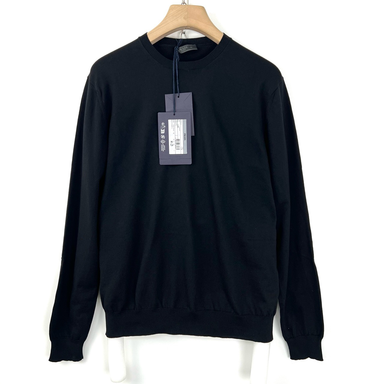 全新未使用 Prada/普拉达 44/48/黑色针织打底衫/全新带吊/06683