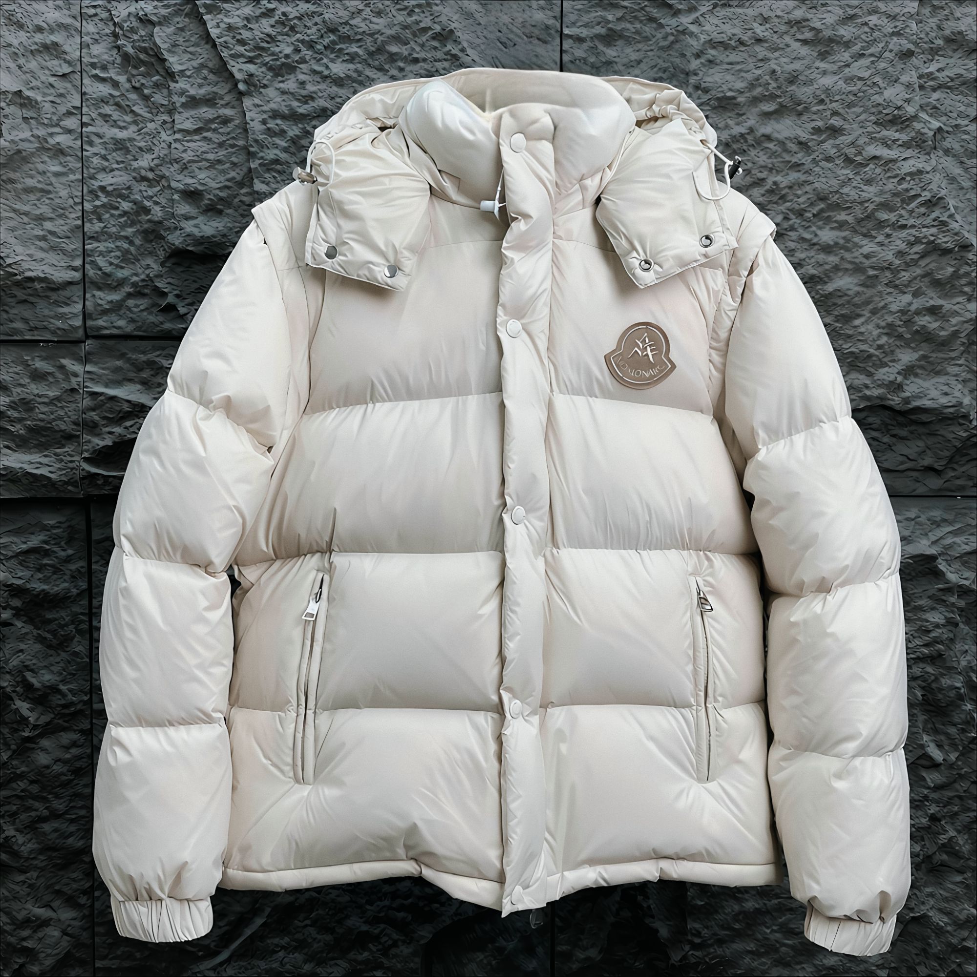 情侣羽绒服拆卸袖短款时尚休闲连帽三防羽绒服