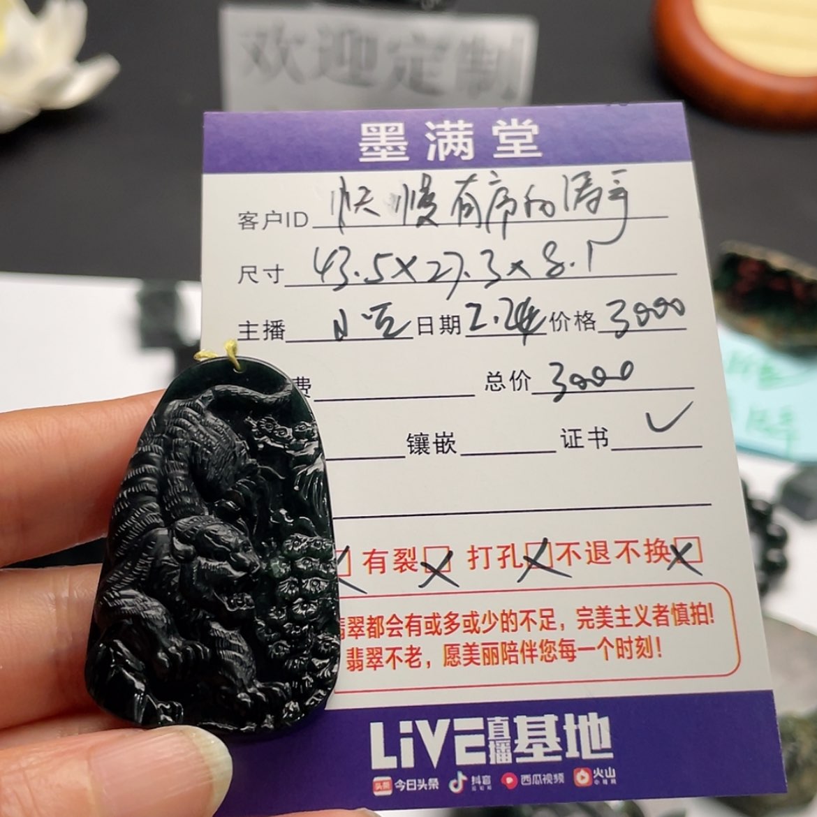 【闪购商品】翡翠颈饰未镶嵌快****哥墨