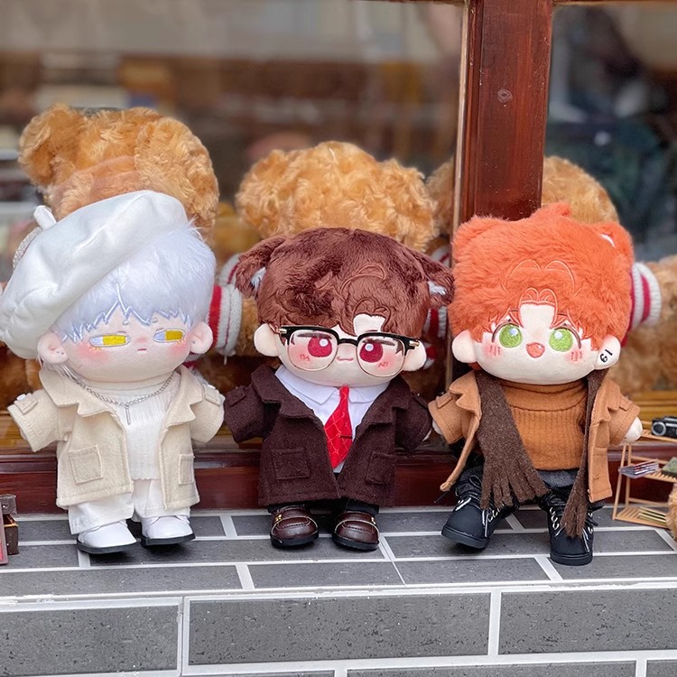 20cm英伦风西装呢大衣  棉花娃娃秋冬外套长款上衣