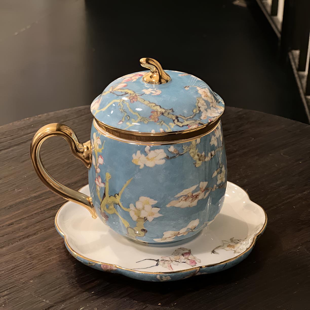 FT杏花精致骨瓷茶杯碟轻奢盒装欧式