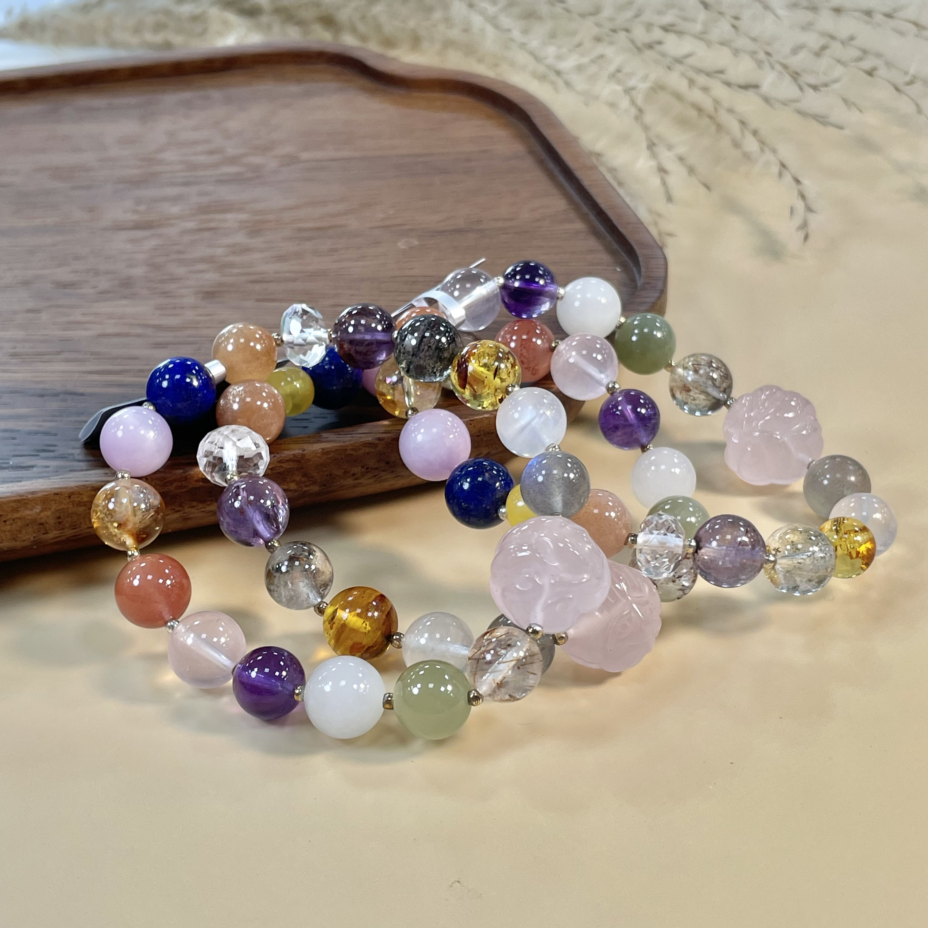 【怀晶堂】天然水晶十八籽单圈手链 多样式发一 约9mm 167DJC