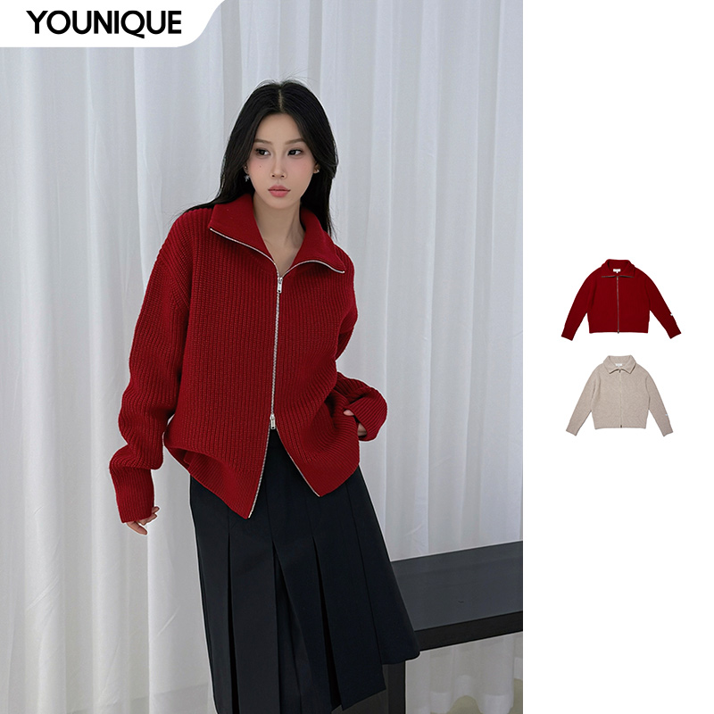 【M1DNOTE】新品25秋冬高领拉链针织外套女