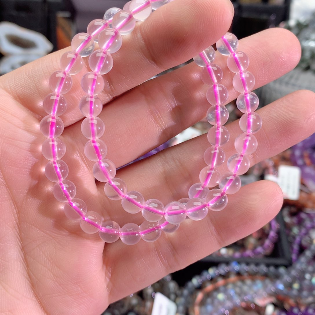 芙蓉石手链未镶嵌粉晶6