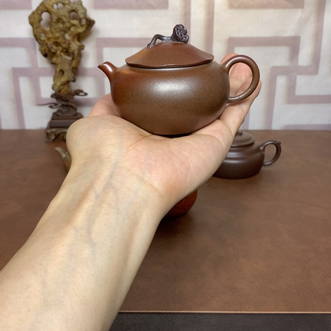 茶壶紫砂紫砂茶具老段柴烧荷趣