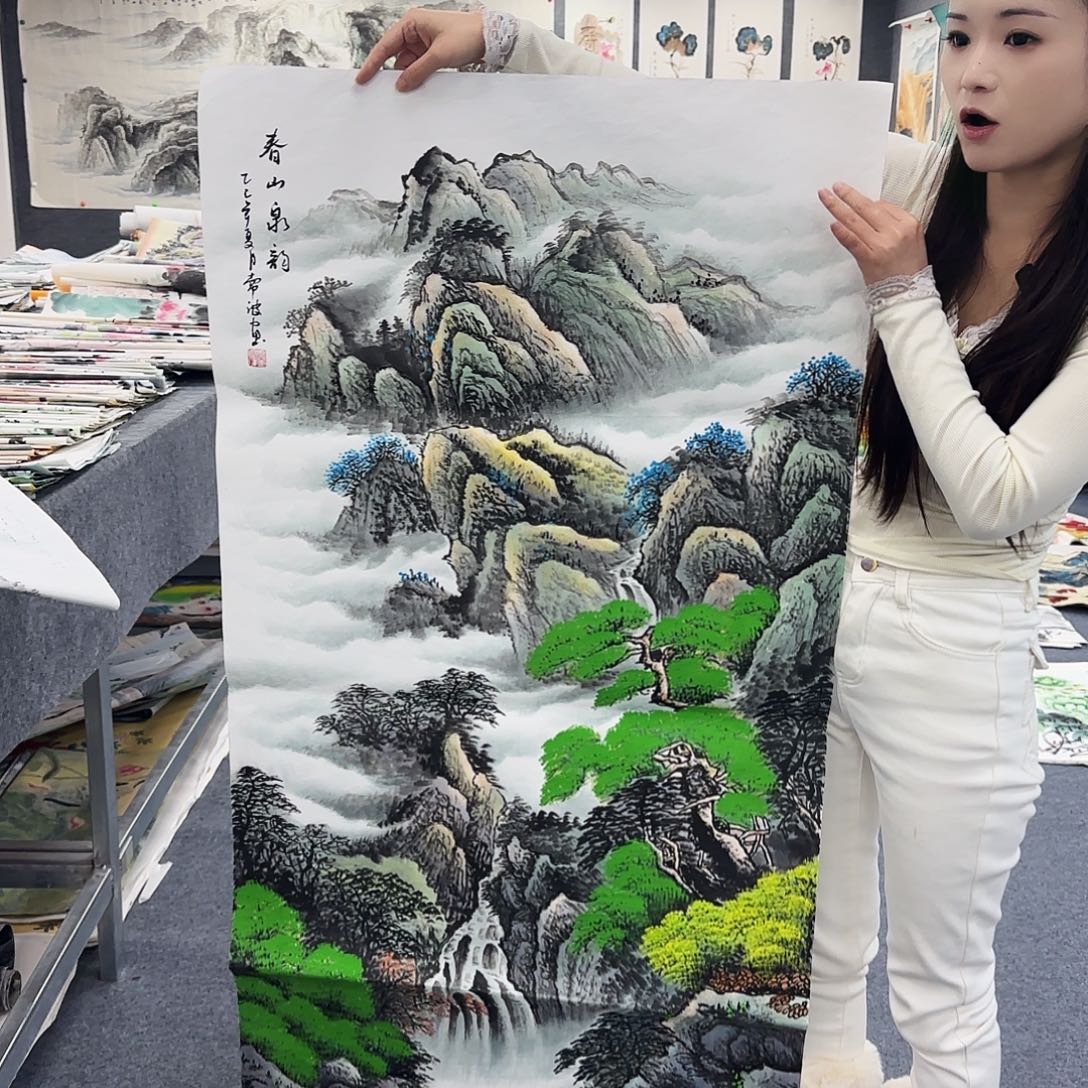 国画作品小姐姐放漏中