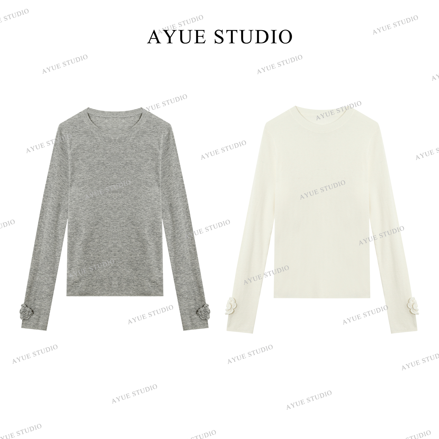 AYUE「白茶」绵羊毛混纺打底2185