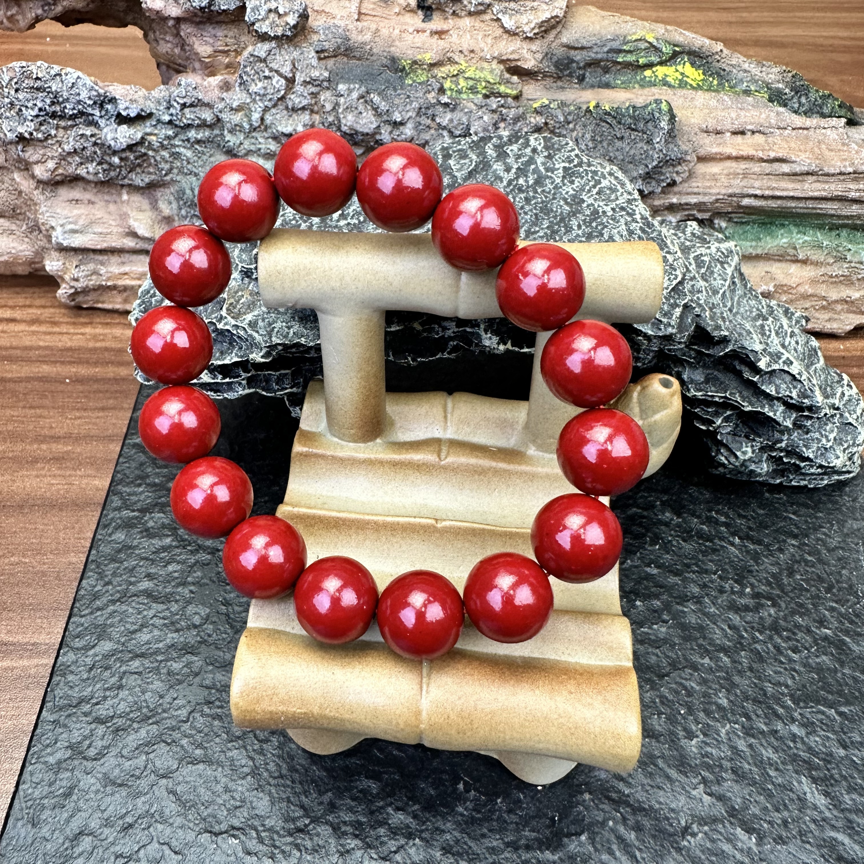 含辰砂工艺品（时光）朱砂圆珠手串SC180