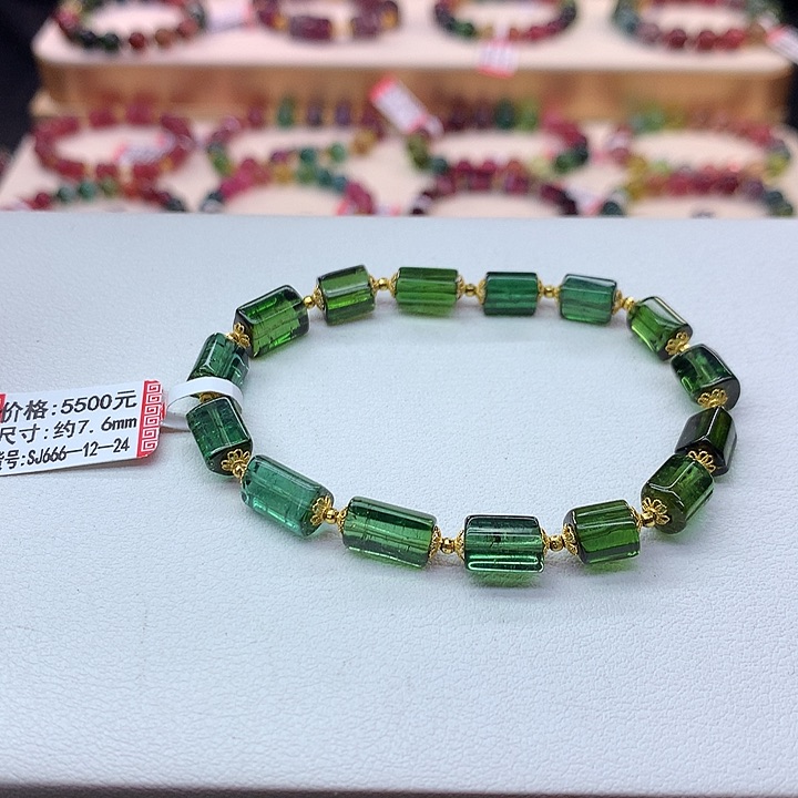 绿色碧玺手链未镶嵌绿色手串7.6mm