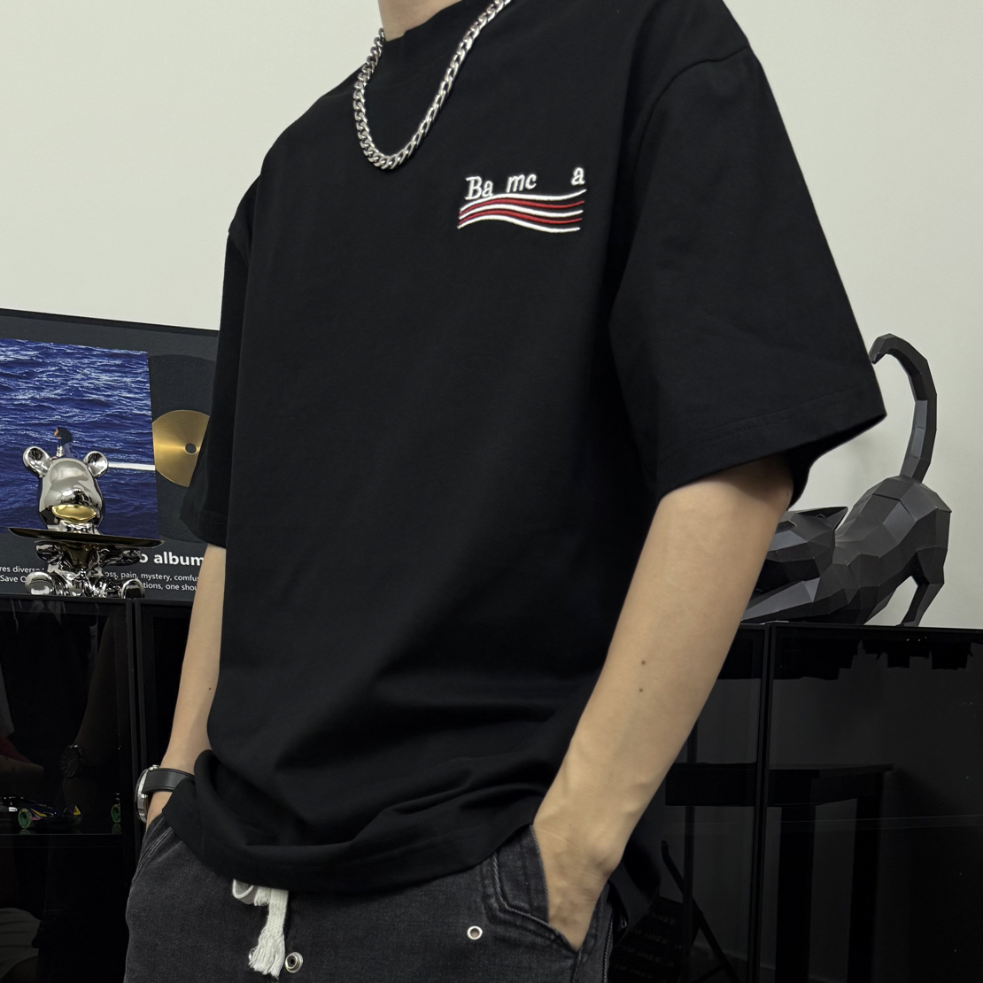 【阿乐】可乐刺绣圆领短袖T恤 宽松版型