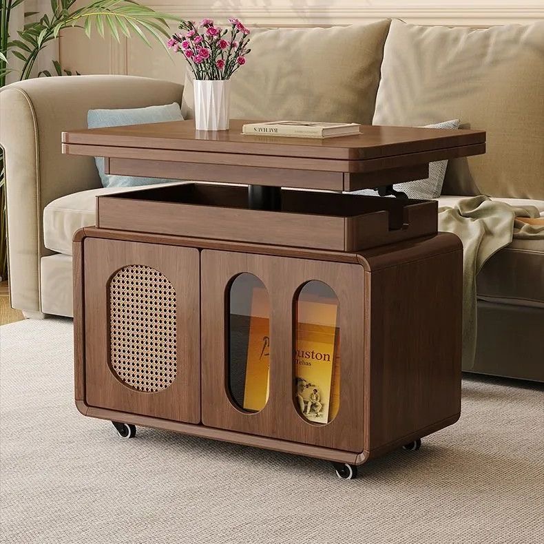 简约实木茶几可移动升降折叠边几客厅家用小户型推车架子沙发边几