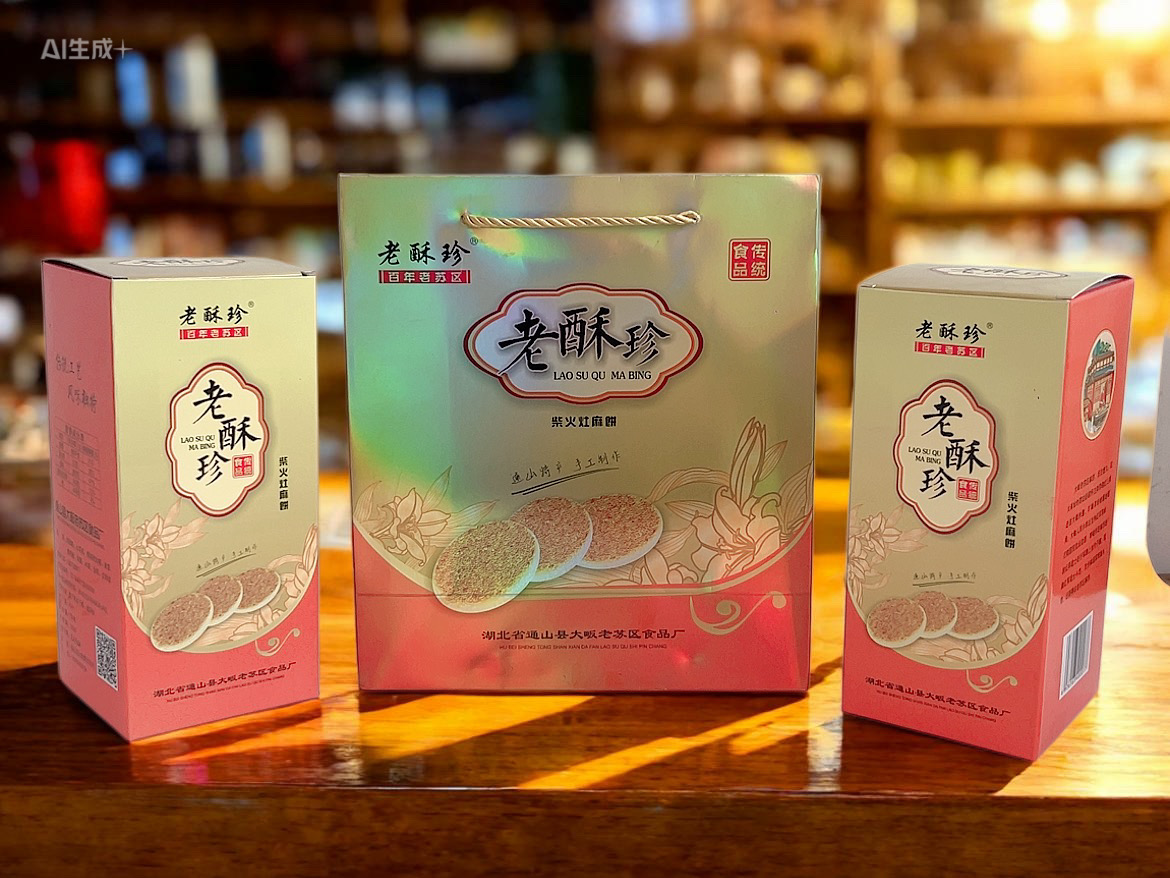 老酥珍桂花茶油酥皮芝麻饼儿时的味道-柴火烘烤