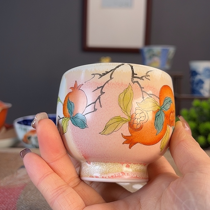 摆件景德柴烧茶杯多人