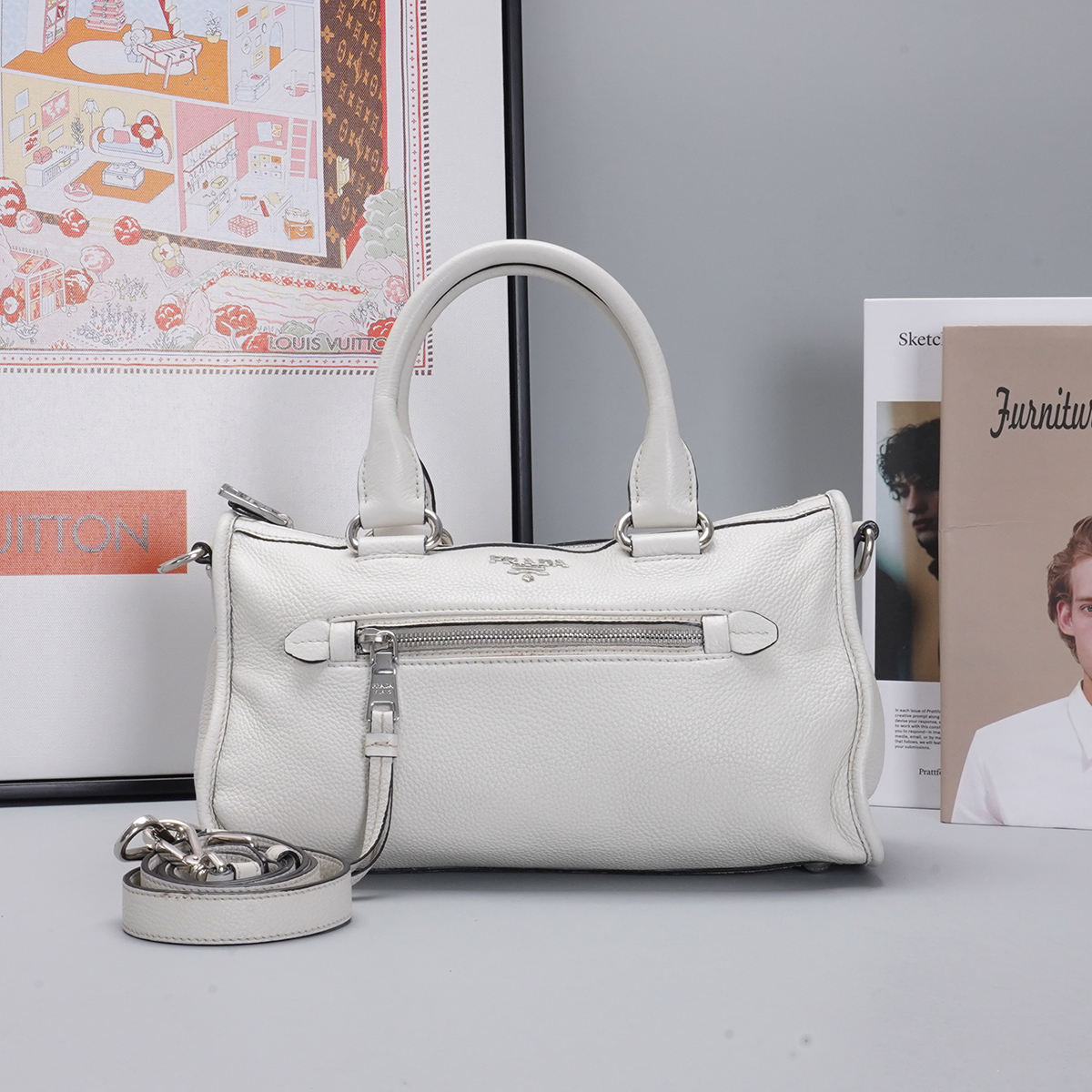 95新 Prada/普拉达 【诗诗】 波士顿中号手提包/BG22016185