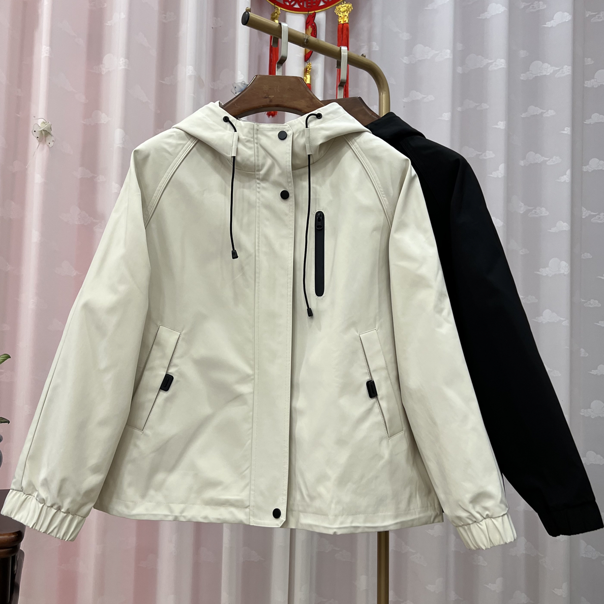 胖人坊大码工装冲锋衣4762  衣长69