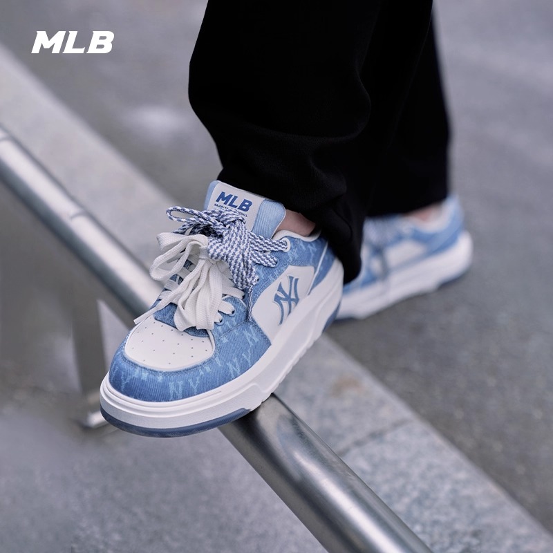 MLB官方男女情侣韩系时尚复古老花厚底增高学长鞋25新款M26NSXM01