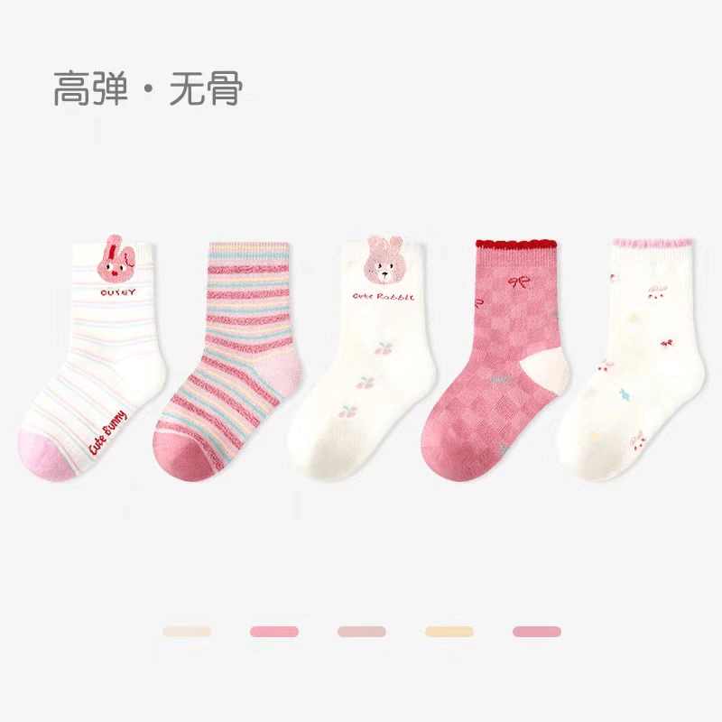 【小菲特童装】条纹中筒袜女童isn风秋款可爱兔兔公主袜ZJWZ52546