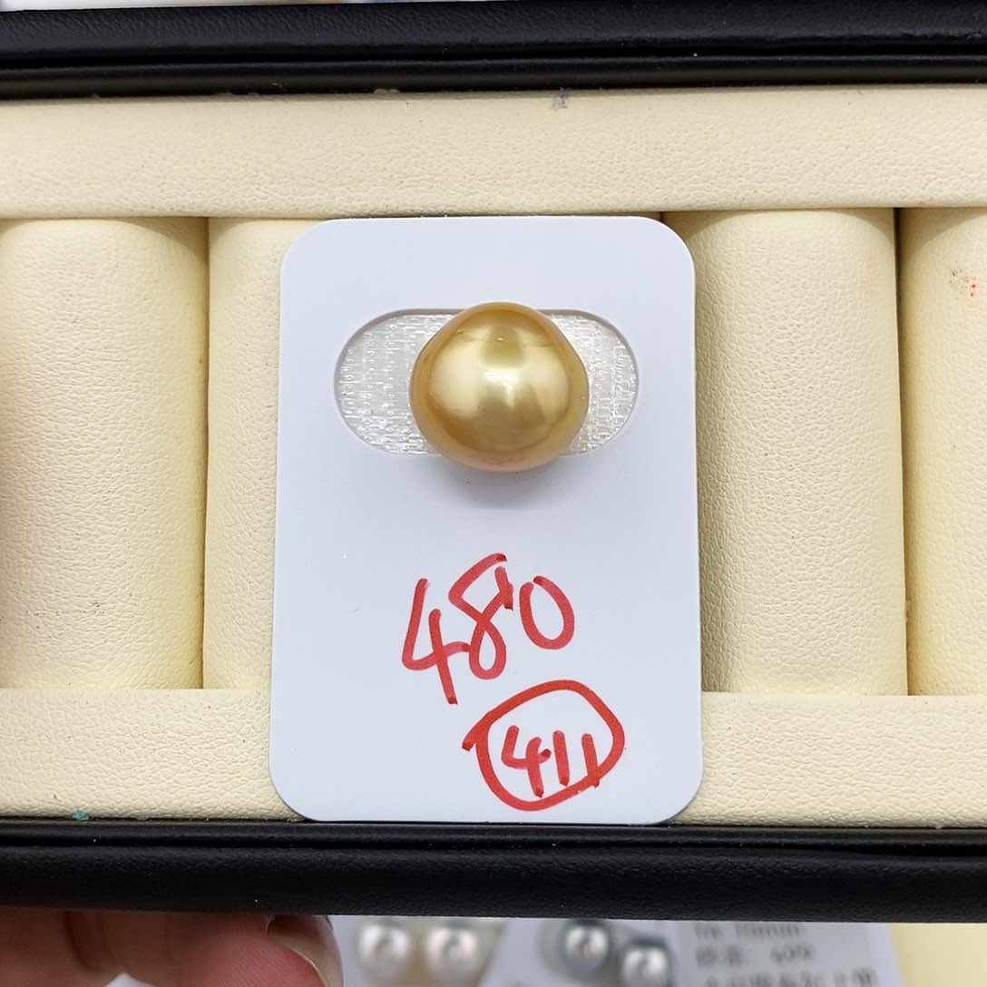 未镶嵌耳饰海水珍珠14.3金珠 无鉴赏