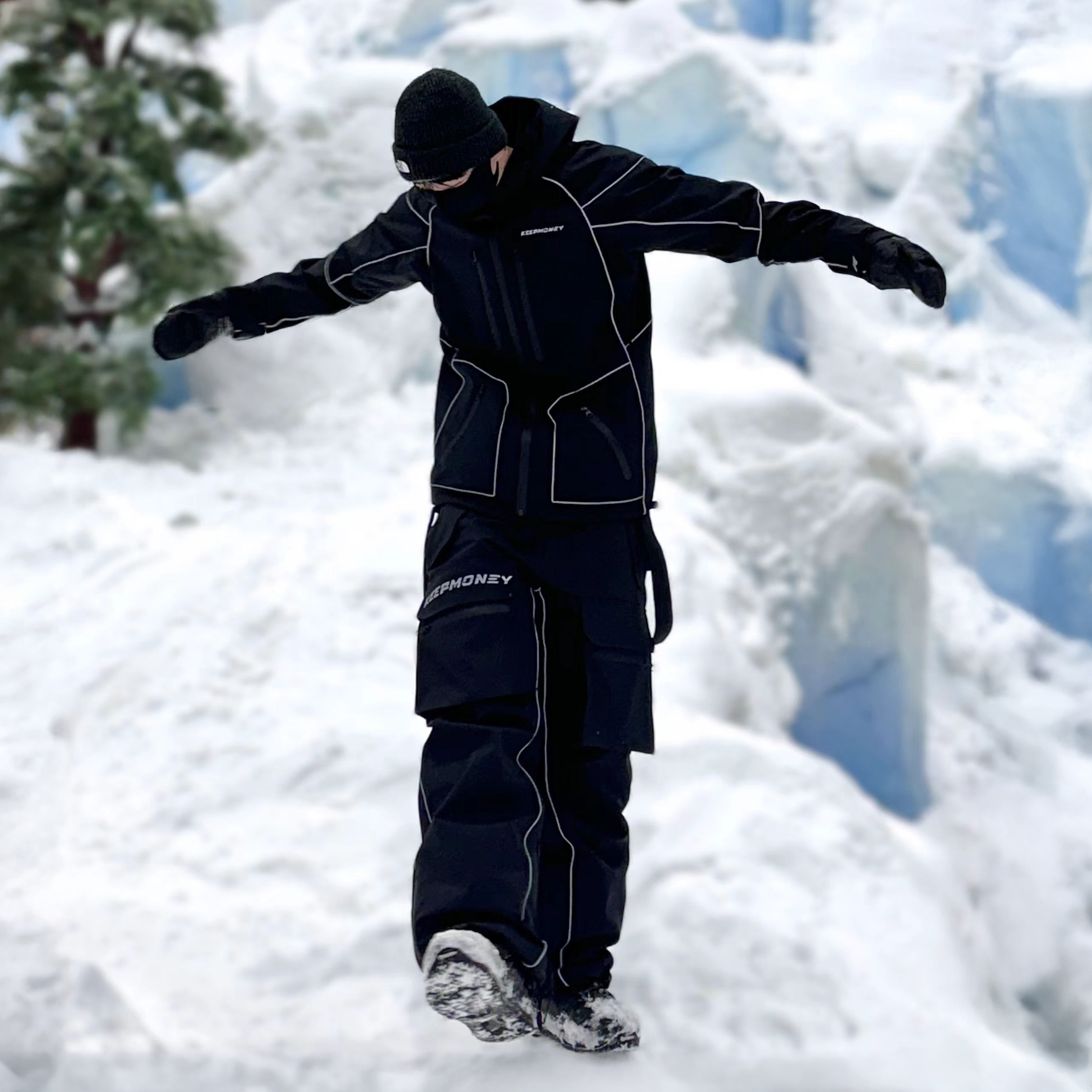 KeepMoney新款耀夜星芒滑雪服男款单板反光加绒保暖防水女款雪服