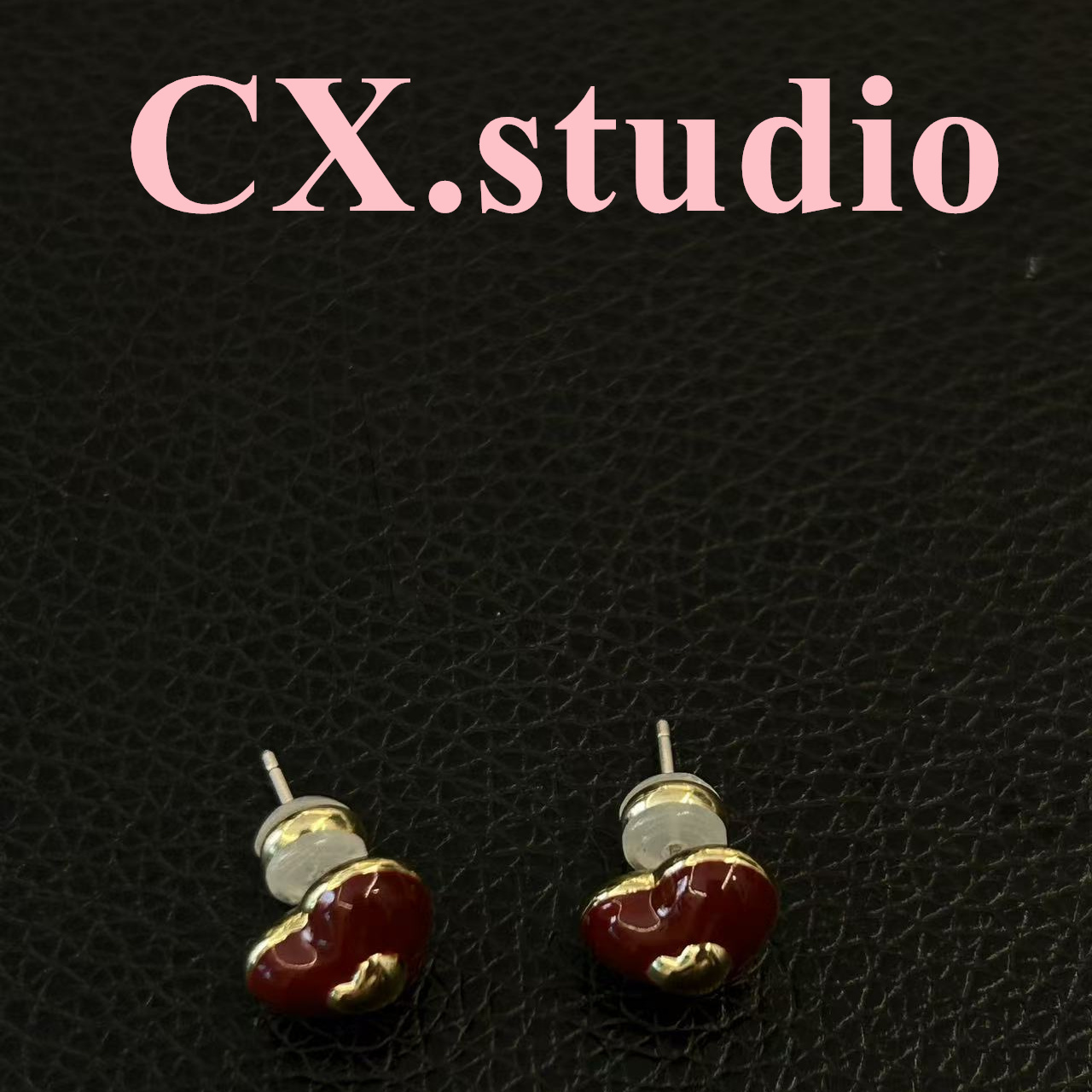 铜合金珐琅耳饰 爱心耳钉 3048