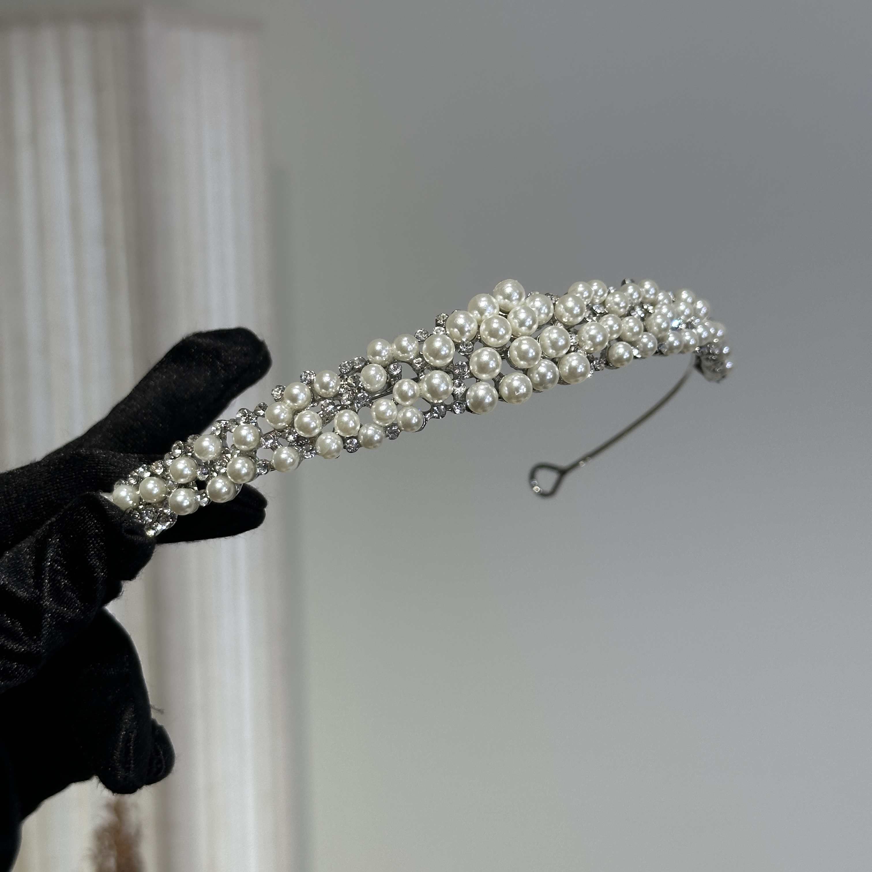 6932简约百搭韩式珍珠小皇冠新娘结婚气质生日十八岁王冠缎面公主