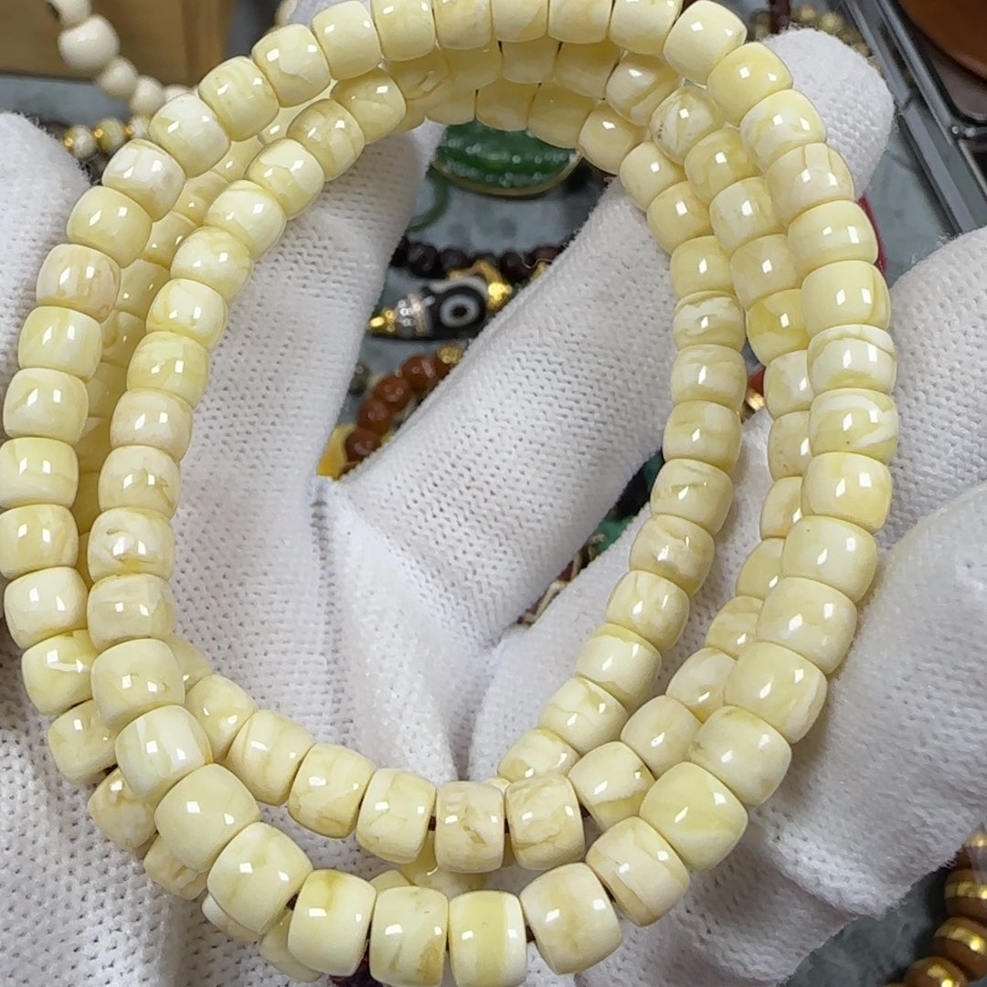 琥珀颈饰未镶嵌原矿蜜蜡108