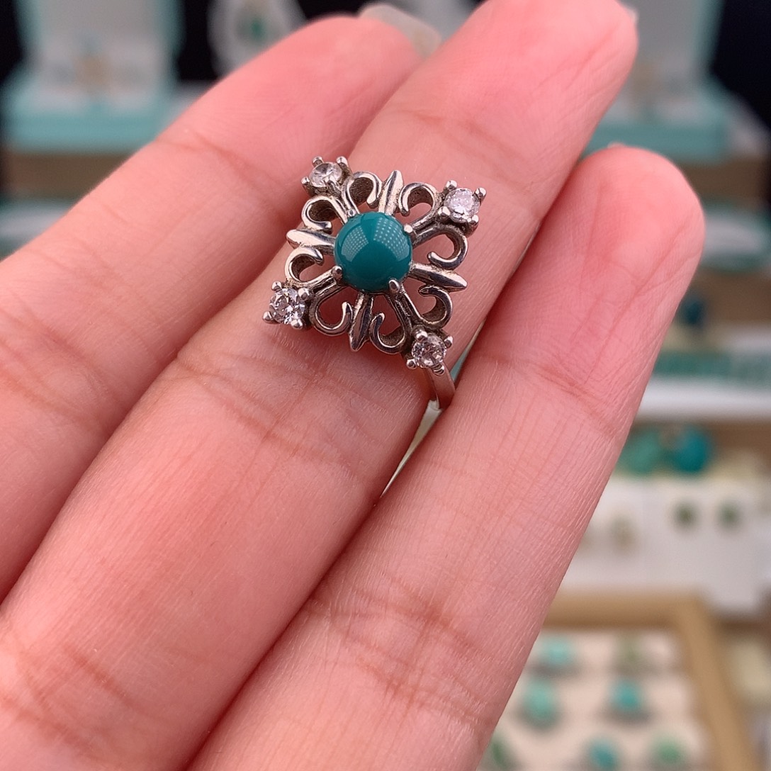 绿松石银S925镶嵌戒指