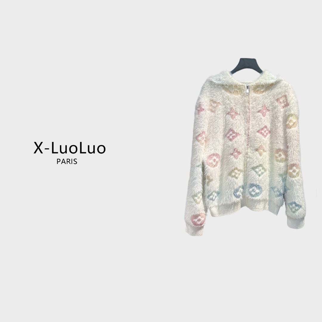 【X-LuoLuo洛洛】连帽毛衣针织开衫女设计高级感时尚长袖上衣cx7884