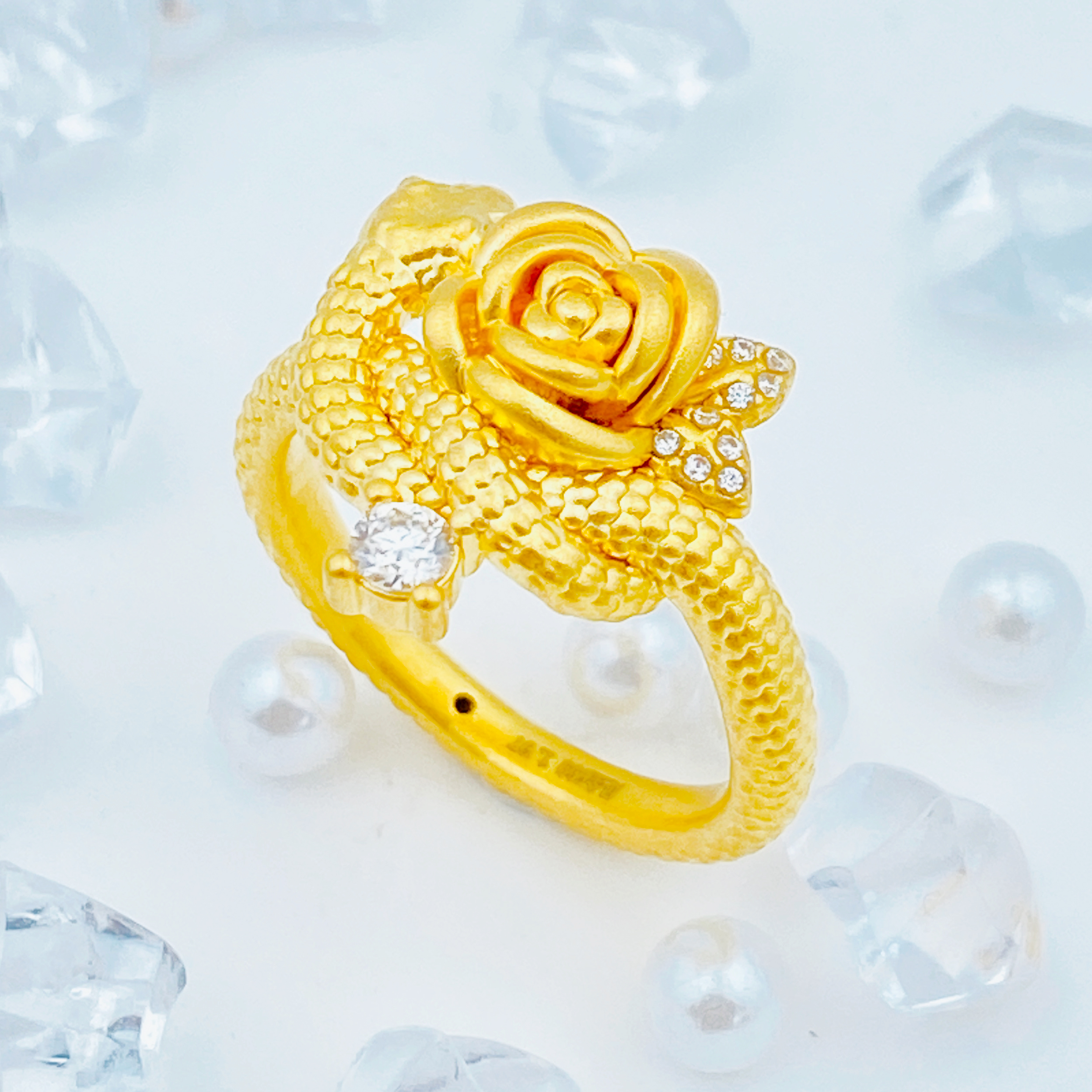 足金999 莫桑玫瑰蛇戒指 1.81 10圈口