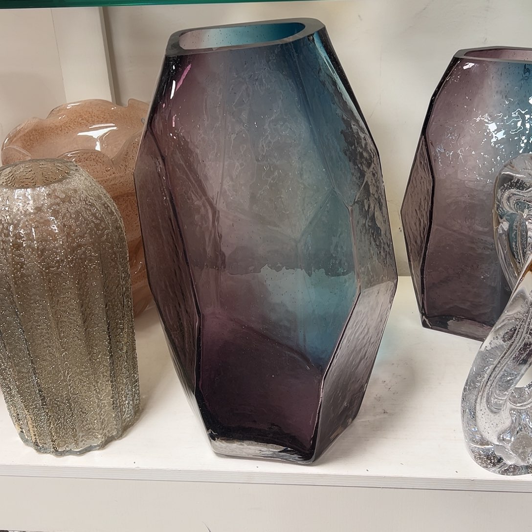 琉璃高41蓝紫双拼琉璃花器