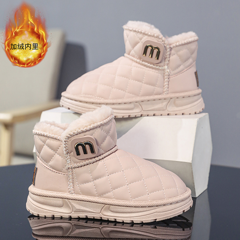 儿童雪地靴冬季2025年雪地棉鞋大童加厚防滑女孩新款加绒大棉靴