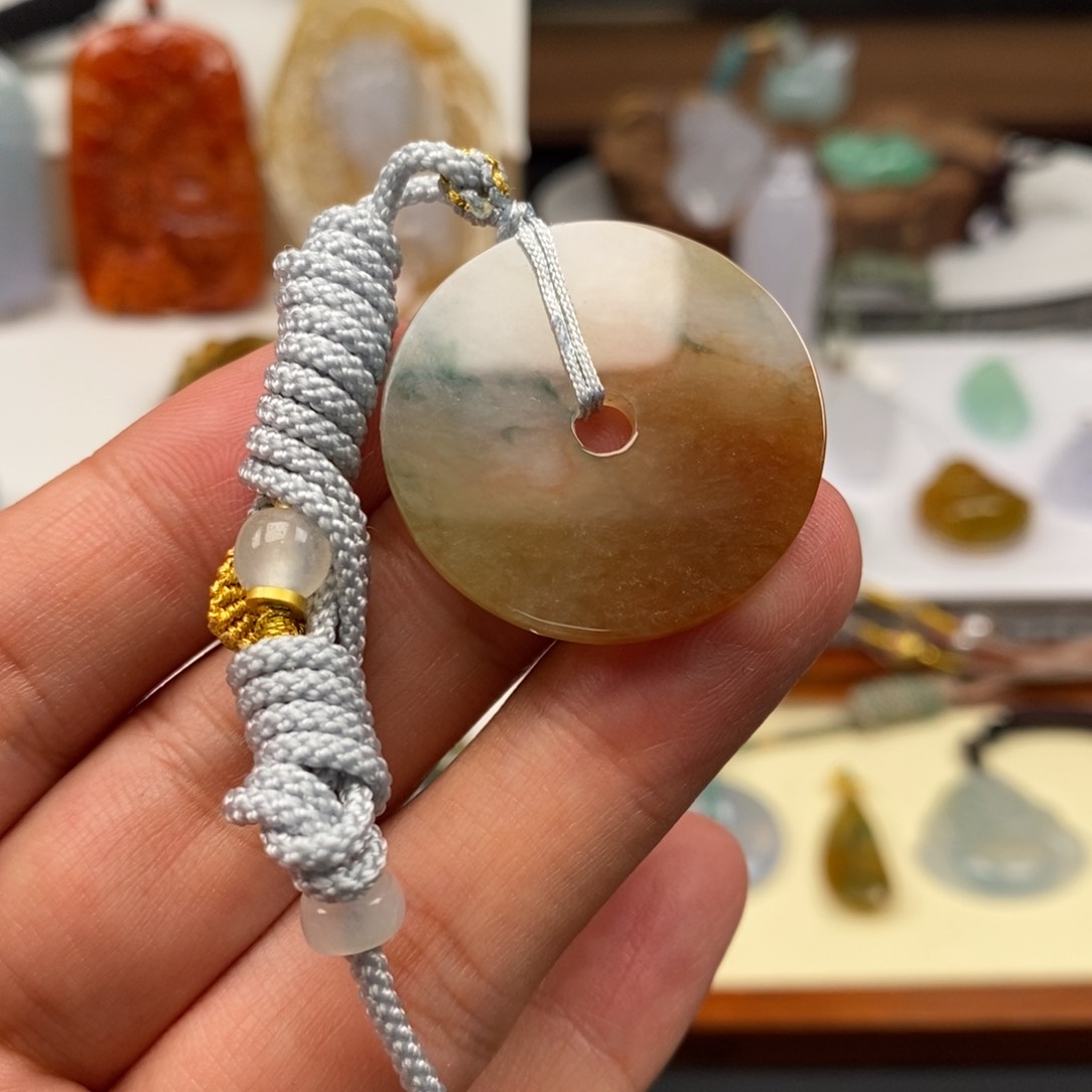 翡翠颈饰未镶嵌缅甸天然翡翠怀古平安扣