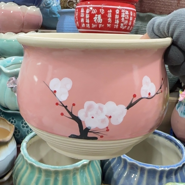 凑9块包邮，有孔，陶瓷花盆