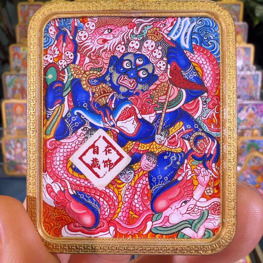 吊坠大黑天热贡纯手绘唐卡