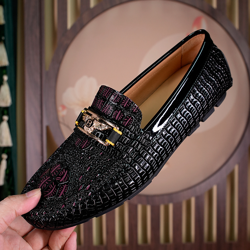 欧版滴胶工艺真皮男士乐福鞋夏季透气英伦时尚休闲百搭豆豆鞋